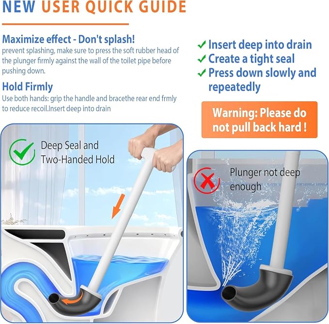Upgraded Toilet Plunger with Holder, Wall Mounted Toilet Bowl Plunger with Hideaway Caddy, Dual Handle Plunger for Bathroom Built-in Drip Tray