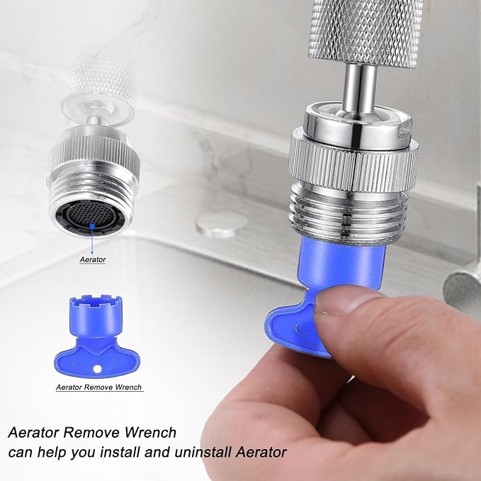 320° Swivel Garden Hose Adapter, Faucet to Hose Adapter with Aerator, Male to Female Sink Adapter for Bathroom, Kitchen, Garden - 3/4" Thread (Chrome)