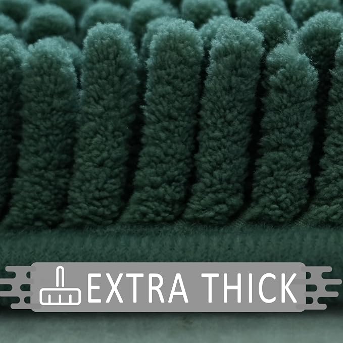 Bathroom Rugs Sets 3 Piece Non Slip,Bath Rugs with PVC Backing Bath Carpet,Bathroom Rug Washable,Absorbent,Plush Carpet Mats,Bath Mats for Bedroom, Kitchen,Tub,Home Decor Dark Green
