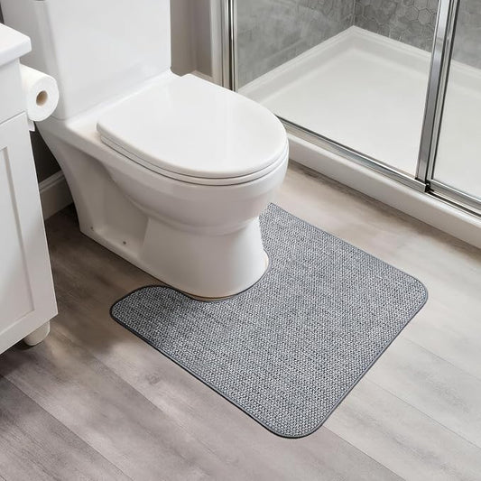 Bosap Toilet Rugs U Shaped Bathroom Rug,Machine Washable Non Slip Quick Dry Super Absorbent Ultra Thin Toilet Mats for Bathroom Toilet.Grey,1'8"x2'(20x24inch)