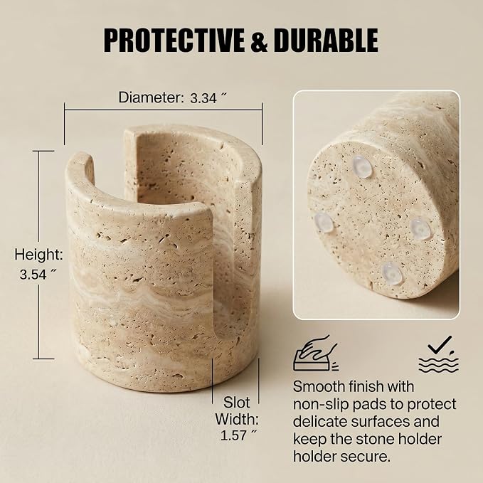 Luxury Natural Travertine Sponge Holder for Kitchen Sink, Minimalist Wabi-Sabi Hand-Carved Stone Sponge Caddy, Heavy Duty Quick Dry Marble Sink Organizer - Unique Housewarming & Wedding Gift