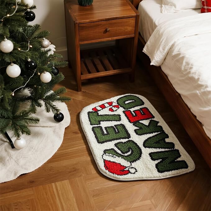 TYUU Get Naked Bath Mat, Christmas Bathroom Rugs Extra Soft Absorbent, Non Slip Washable Bathroom Mat Holiday Xmas Home Decor Indoor Bath Rug, Christmas-Themed Get Naked, 24"x36"