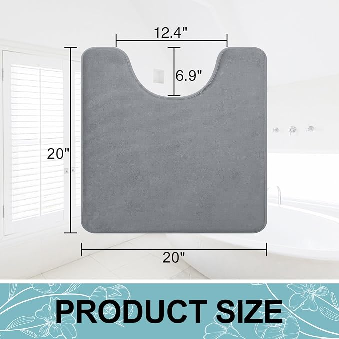 Smiry Memory Foam Toilet Rugs 20x20, Extra Soft Absorbent Bathroom Rugs | Dark Grey, Quick Dry Machine Washable Non-Slip Contour Bath Mat for Toilet