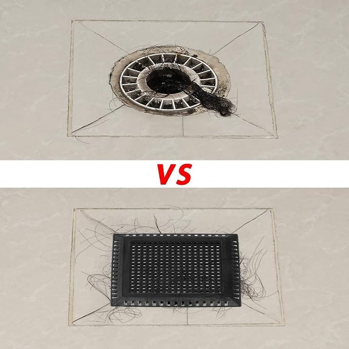 Hair Catcher/Drain Strainer/Shower Drain Cover for Bathroom Floor Drain, Stainless Steel and Silicone (Patented Product) (Pack of 2)