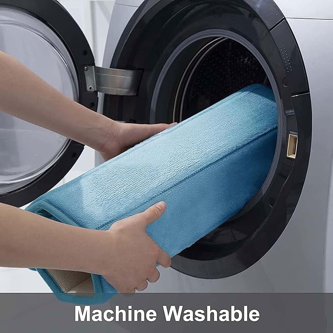 Buganda Memory Foam U-Shaped Toilet Rugs 20 x 20, Absorbent Bathroom mat | Blue, Thick Soft Machine Washable toilet mat for bathroom, Contour Bath Rugs Mat for Toilet Base