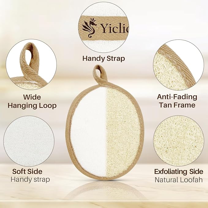 Exfoliating Body Scrubber (2 Pack), Body Exfoliator Scrubber, Exfoliating Sponge for Shower Bath, Shower Loofah Luffa Lufa with Handle, Dead Skin Exfoliator for Body Scrub, Men Women