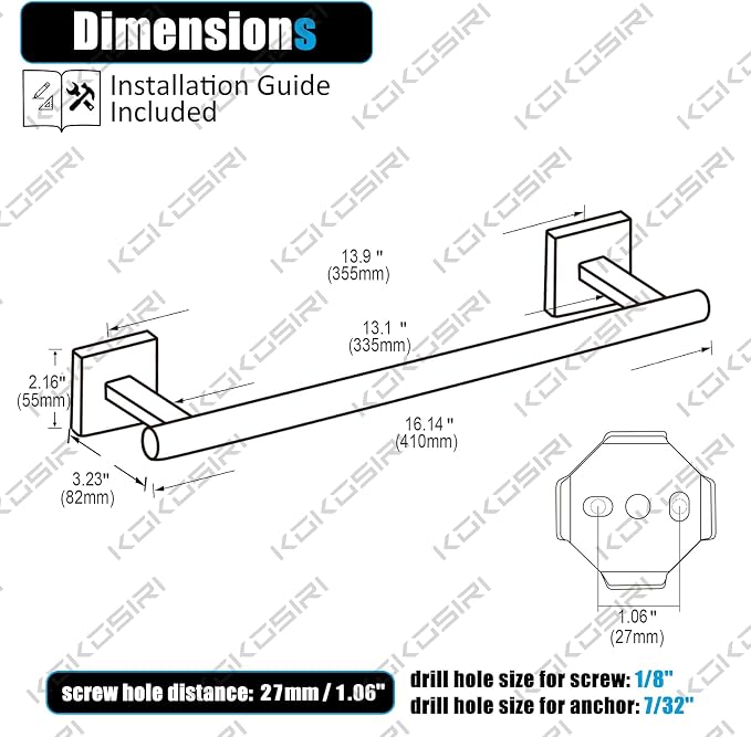 KOKOSIRI Hand Towel Bar Bathroom Towel Holder for Bath Kitchen Cabinet Towel Rails 16 Inch Brushed Gold Stainless Steel B4005BG-L16