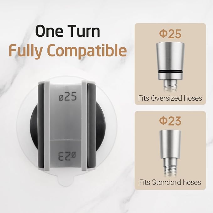 KES Upgraded Dual Size Opening Shower Head Holder, Black, 2X Strong Adhesion, 18/8 Stainless Steel, Adhesive Mount, 1 Count, C208DF-BK