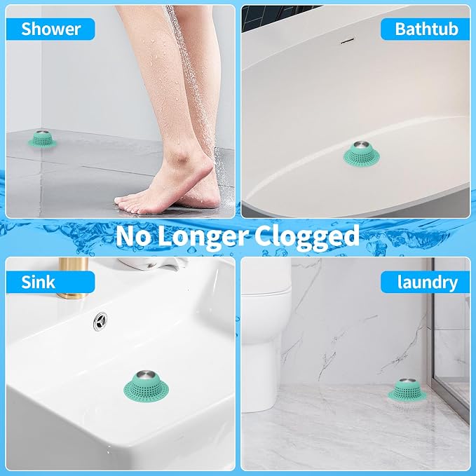 Aluvor Shower Drain Hair Catcher Bathtub Drain Cover Sink Drain Protector | Bathroom Sink & Bathtub Drain Strainer for Pop-Up & Regular Drains, Aqua