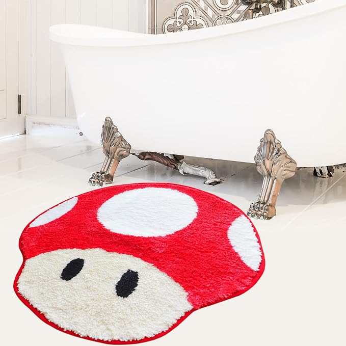 Evovee Ladybug Rug Cute Bathroom Decor Funny Bath Mat Shower Red Rugs Funky Bedroom Aesthetic Fun Round Preppy Cool Apartment College Novelty Washable Bathmat Game Room Retro