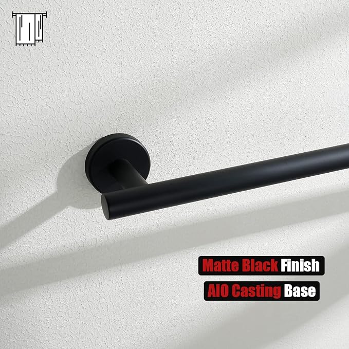JQK Black Bath Towel Bar, 33 Inch 304 Stainless Steel Thicken 0.8mm Towel Rack Bathroom, Towel Holder Matte Black Wall Mount, Useable Length 30 Inch, TB110L30-PB
