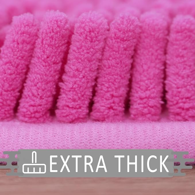 Bathroom Rugs Sets 3 Piece Non Slip,Bath Rugs with PVC Backing Bath Carpet,Bathroom Rug Washable,Absorbent,Plush Carpet Mats,Bath Mats for Bedroom, Kitchen,Tub,Home Decor(Rose red)