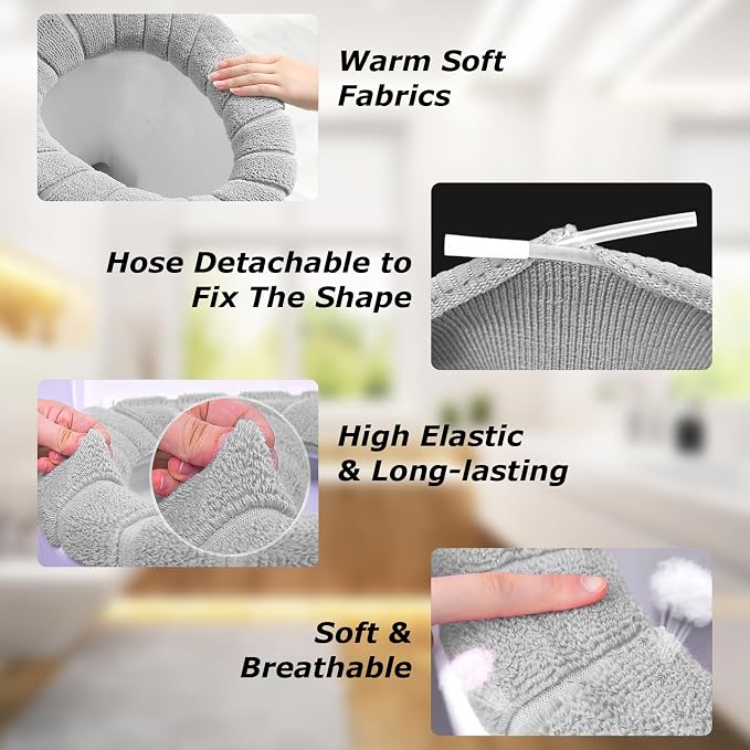 Legigo 5 Pack Toilet Seat Cover, Soft Toilet Seat Warmer Pads for Bathroom | Warmth, Comfort & Easy to Install, Toilet Seat Cushion Covers, Washable and Stretchable
