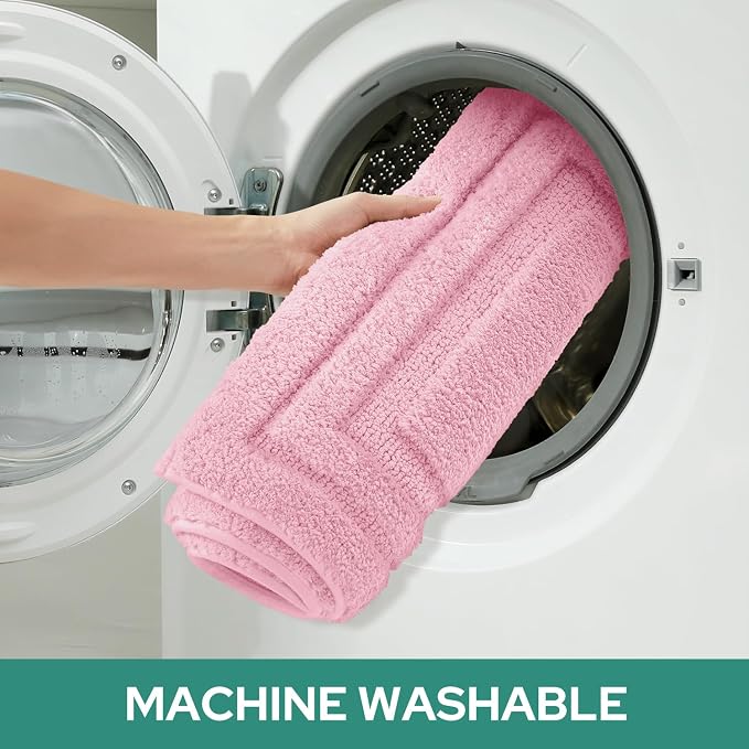 HOMEIDEAS Bathroom Rugs Sets 2 Piece, Super Soft and Absorbent Non Slip Microfiber U-Shaped Toilet Bath Mat Set (20"x32"+U20 x24, Light Pink) | Super Soft and Absorbent Non Slip Microfiber Bath Rug，Machine Washable, for Bathroom, 20"x32"+U Shape 20"x24"