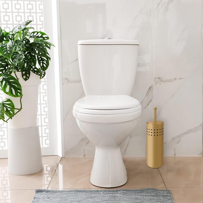 Blue Donuts Toilet Plunger with Holder for Bathroom, Multi Drain Suitable Also for Bathtubs, Quick Dry, Gold