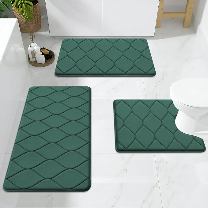 Smiry Memory Foam Bath Mat 59x24, Ultra Soft Absorbent Bathroom Rugs | Hunter Green, Plush Quick Dry and Machine Washable Cushion Bath Mats for Bathroom, Shower, Tub & Home Decor