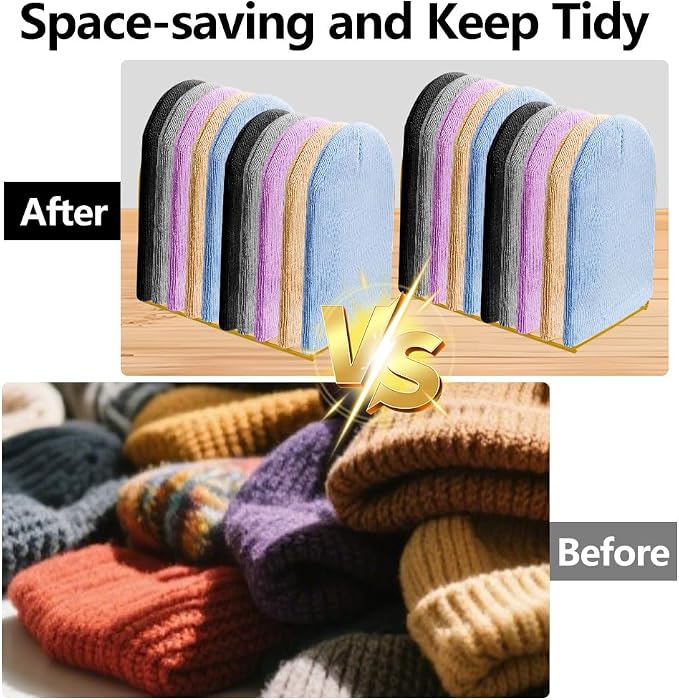 2 Pcs Beanie Holder Organizer, Knitted Hat Storage Rack Display Stand Metal Cap Holder for Winter Swimming Hat Display Home Entryway Tabletop Bedroom Closet Dresser Room Office (Gold, 2 Pcs)