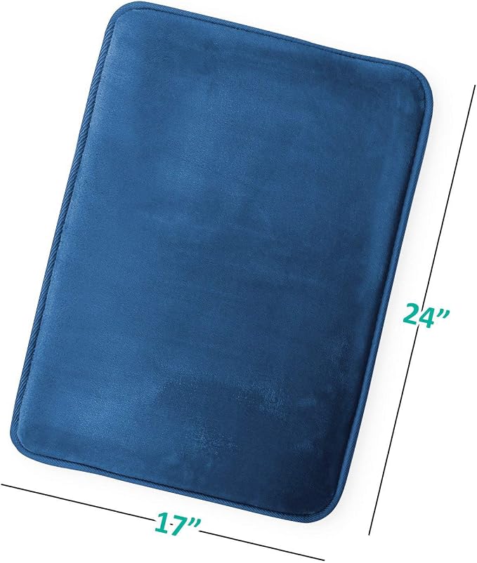 Clara Clark Bathroom Rugs, Velvet Memory Foam Bath Mat, Non-Slip, Machine Washable Bath Rugs - Dries Quickly, Ultra Soft Plush Bath Mats for Bathroom, 17 x 24, Royal Blue