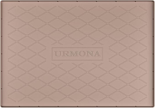 URMONA 31" x 19" Waterproof Silicone Mat in Multiple Sizes & Colors, Under Sink Mat for Kitchen & Bathroom, Pet Food Pad for Dogs & Cats, Kitchen Cabinet Liner, Multi-Purpose for Storage(Khaki)