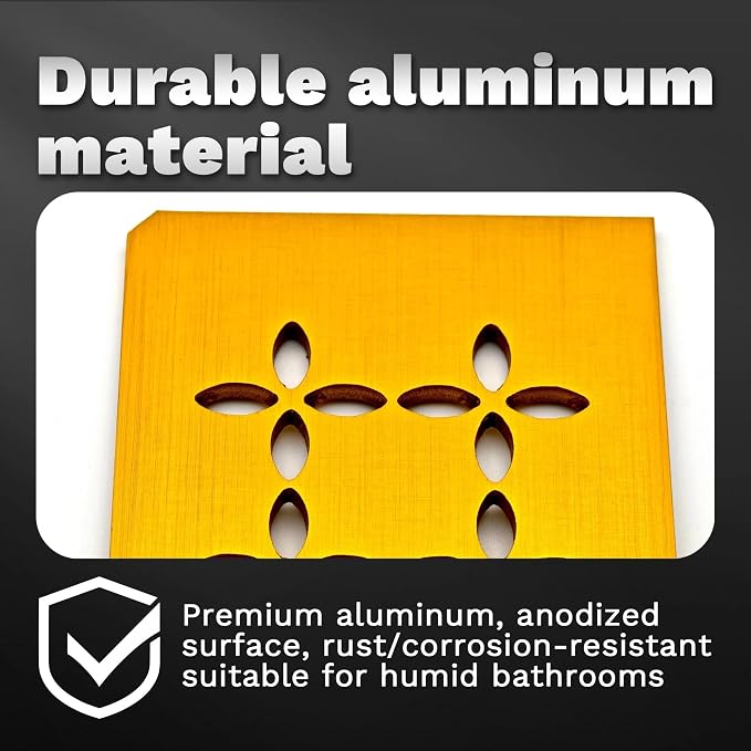 12 Inch Brushed Golden Aluminum Material Shower Niche Shelf Rectangular Bathroom Niche Shelf with Floral Design Fits Prefabricated Tile Niches