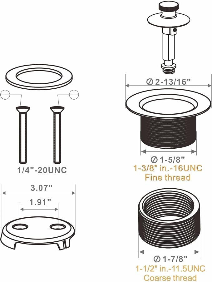Black Bathtub Tub Drain Conversion Kit Assembly, Wellup Lift and Turn Twist Tub Drain Trim Kit with Two-Hole Overflow Faceplate, Matte Black