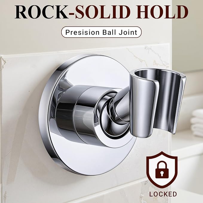 Metal Shower Head Holder, Adjustable Shower Wand Holder, Easy Install with Strong Adhesive or Drill Kit