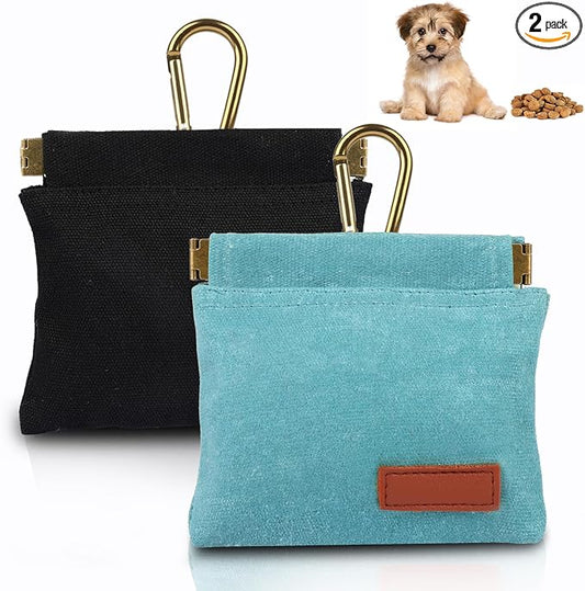 2Pcs Hands Free Dog Treat Pouches for Training, Walking and Outdoor Use | Dog Treat Bag with Carabiner, Hands Free, Auto Closing Pet Treat Pouch for Training,Walking, Hiking