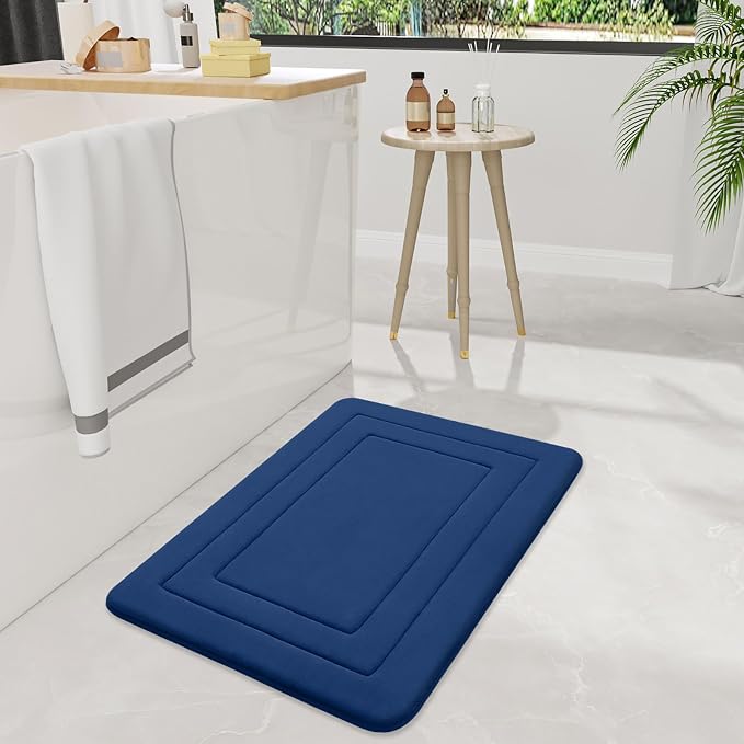Arotive Memory Foam Bathroom Rug Mat 36x24, Ultra Soft and Absorbent Bath Mat, Machine Wash Dry, Comfortable Bath Rug Carpet for Bathroom Floor, Tub and Shower, Navy