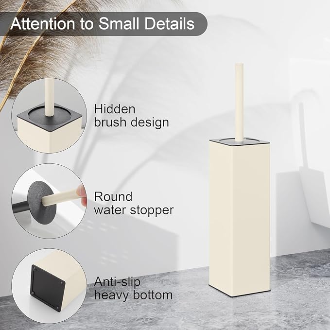 BVL Toilet Brush and Holder Set White Freestanding for Bathroom