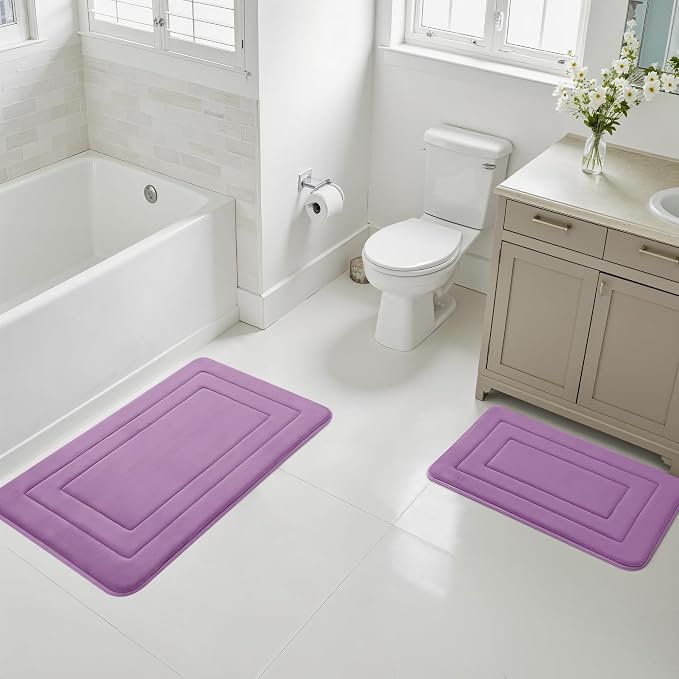Cupic Cupid Memory Foam Bath Mat 24"×36", Non Slip Bathroom Rugs, Purple | Soft Touch, Cushioned Comfort, Non Slip Bathroom Mat, Super Absorbent & Quick Dry, Machine Washable for Shower, Tub & Vanity