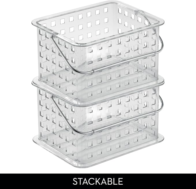 iDesign Small Clear Shower Caddy with Handle, 3-Pack | Portable, Shower Organizer, For Dorm or Bathroom