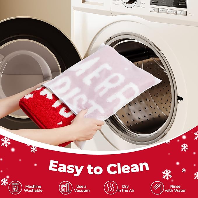 TYUU Christmas Bathroom Rugs, Extra Soft Absorbent Bath Rug Non Slip Washable Bathroom Mat Holiday Xmas Home Decor Indoor Bath Mat, Merry Christmas, 24"x36"