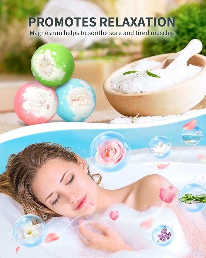 Light Up Bath Bombs with Surprise Inside, 4.23 oz XL Natural Gift Set 6 | with Essential Oils, Magnesium Large Bath Bombs for Women Relaxing Spa Skin Moisturize Gifts for Women