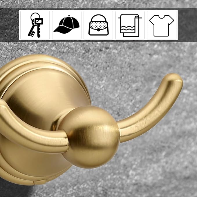 Asidrama 2 Packs Champagne Bronze Robe Towel Hook Bathroom Hooks 8706