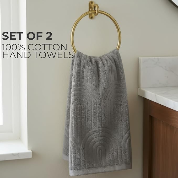 Decorative Hand Towels Set of 2 - Soft Boho Cotton for Bathroom or Kitchen | Absorbent, Lightweight and Quick Drying - Perfect to Elevate Any Bath Decoration at Home