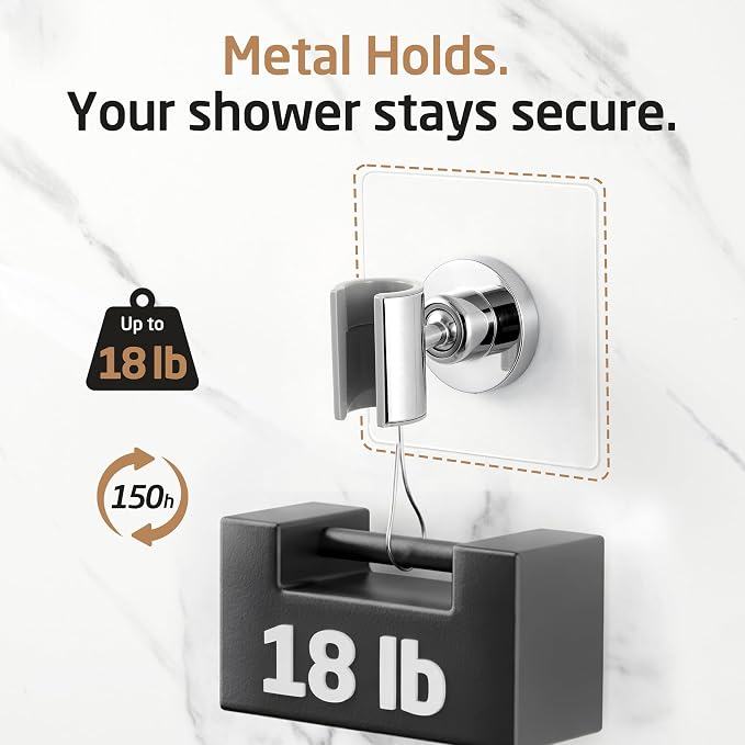 KES Universal Fit Shower Head Holder Adhesive for All Sizes Handheld Shower Head, Adjustable Shower Holder Head Wall Mount, Solid Metal Shower Wand Holder, Chrome C208DF-CH