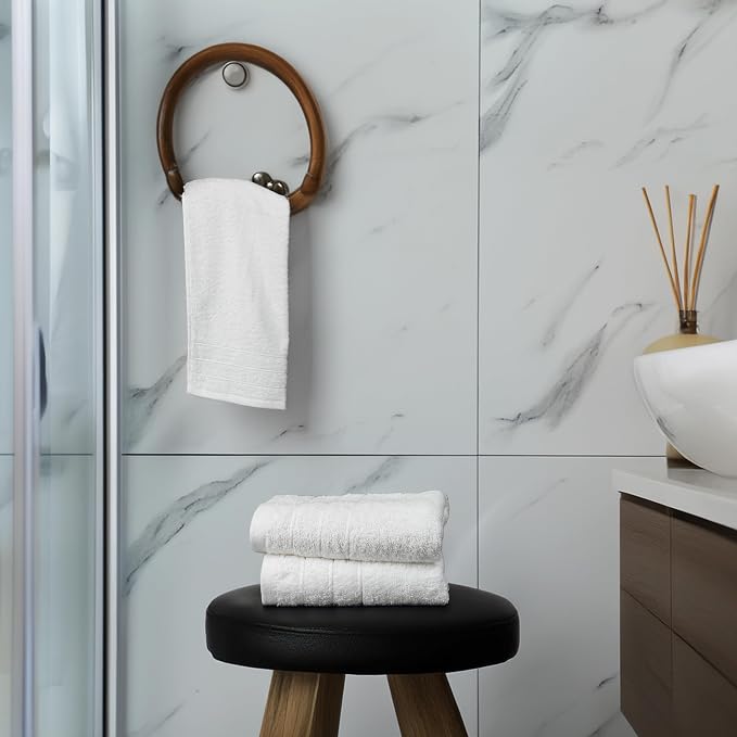 6 Piece Hand Towels Set 16 x 28 Inches, White | 100% Cotton, Lighter Weight, Quick to Dry, 16 x 28 Inches, Super Soft & Absorbent, Perfect for Bathroom & Kitchen