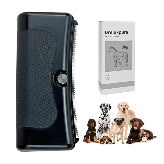Pet Deshedding Brush for Dogs Cats Rabbits Horses, Gentle Grooming Tool | Effectively Removes Undercoat & Loose Hair & Matted Fur with Ergonomic Handle
