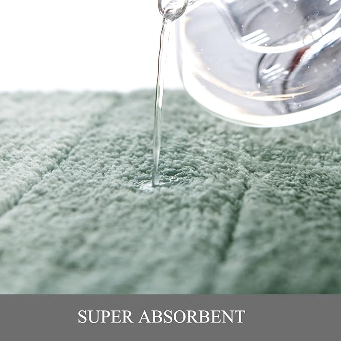 Kmson Ombre Bath Mat for Bathroom, Non Slip Ultra Soft and Thick Water Absorbent Bath Carpet, Machine Washable & Quick Dry Bathroom Rug, for Bedroom Door Living Room Green 17" x 47"