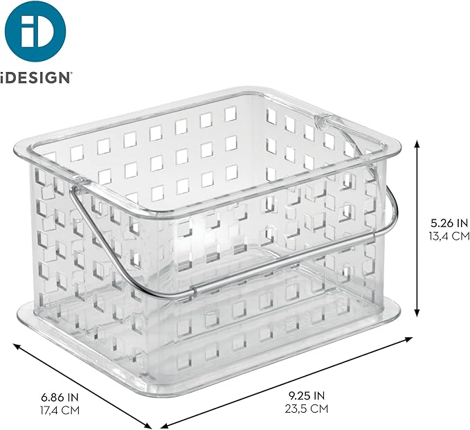 iDesign Small Clear Shower Caddy with Handle, 3-Pack | Portable, Shower Organizer, For Dorm or Bathroom