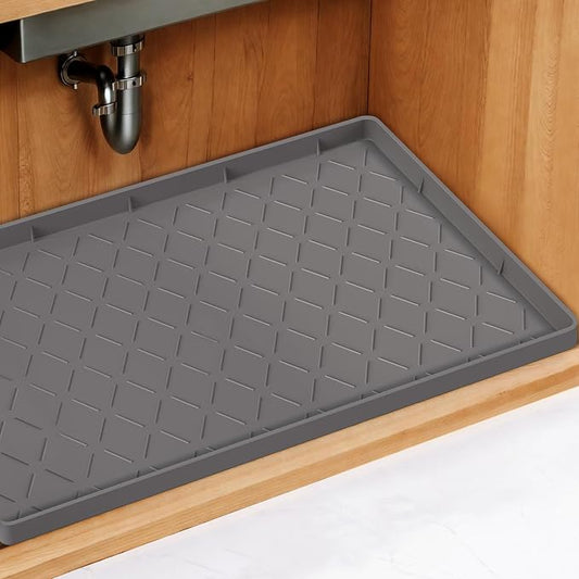 Mateeylife Under Sink Mats for Kitchen Waterproof 34"X22", Undersink Protectors，Silicone Mat Cabinet Liner, Under Sink Organizer for Bathroom and Kitchen，Boot Tray Pet Food Mat, Slate Grey