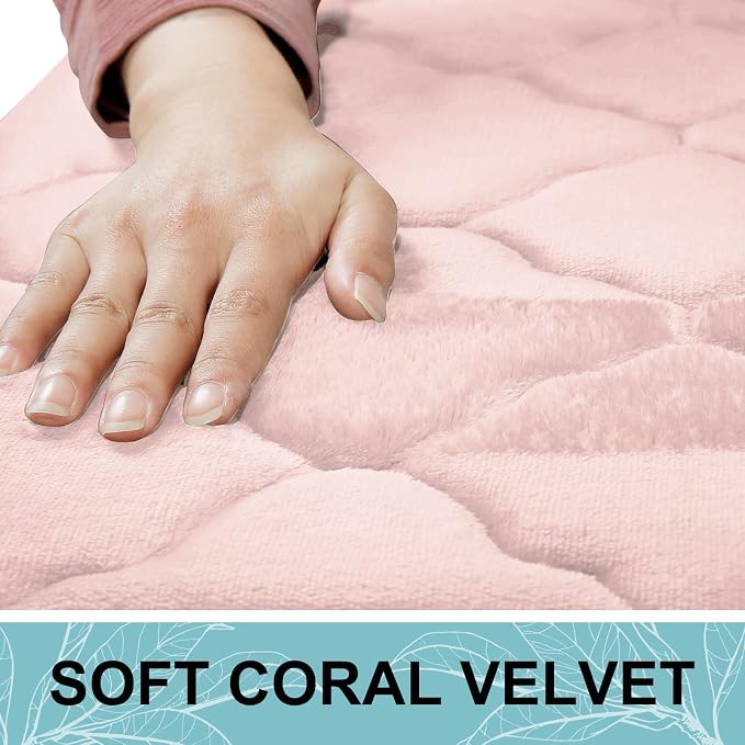 OLANLY Memory Foam Bath Mat Rug 47x17, Ultra Soft Bathroom Rugs, Pink | Thick Absorbent Carpet, Non-Slip Backing, Machine Washable, for Bathroom Floor, Tub, Shower and Home Decor Accessories