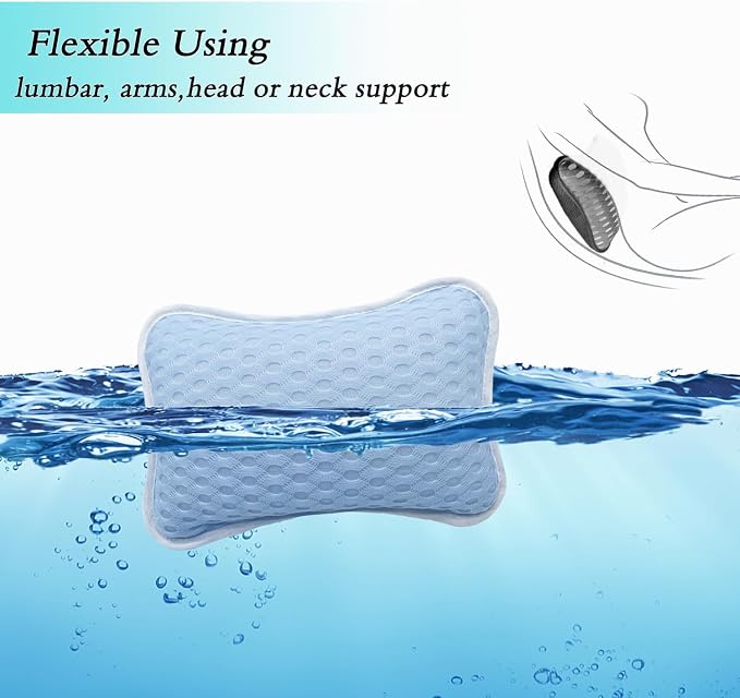Bath Pillows for tub,Home Spa Pillows for Bathtub, Hot Tub,Head and Neck Support with 2 Strong Suction Cups,New Blue