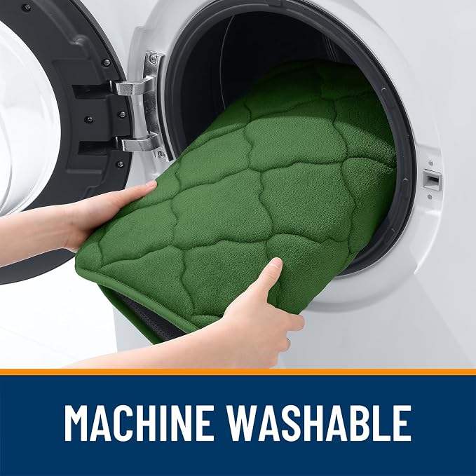 OLANLY Memory Foam Bath Mat Rug 24x16, Soft Bathroom Rugs, Olive Green | Thick Absorbent Carpet, Non-Slip Backing, Machine Washable, for Bathroom Floor, Tub, Shower and Home Decor Accessories