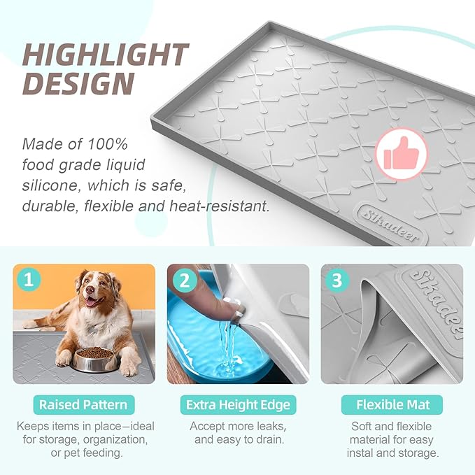 SIKADEER Under Sink Mat for Kitchen and Bathroom, Waterproof Cabinet Liner with Raised Edges for Leak Protection, Ideal for Shelves, Boot Tray, Kitchen Organizer and Storage 25" x 22" white