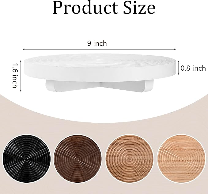 Round Decorative Tray Framhouse Bathroom Decor Wood Riser Kitchen Countertop Organizer for Perfume, Candle, Plant, 9 inch White