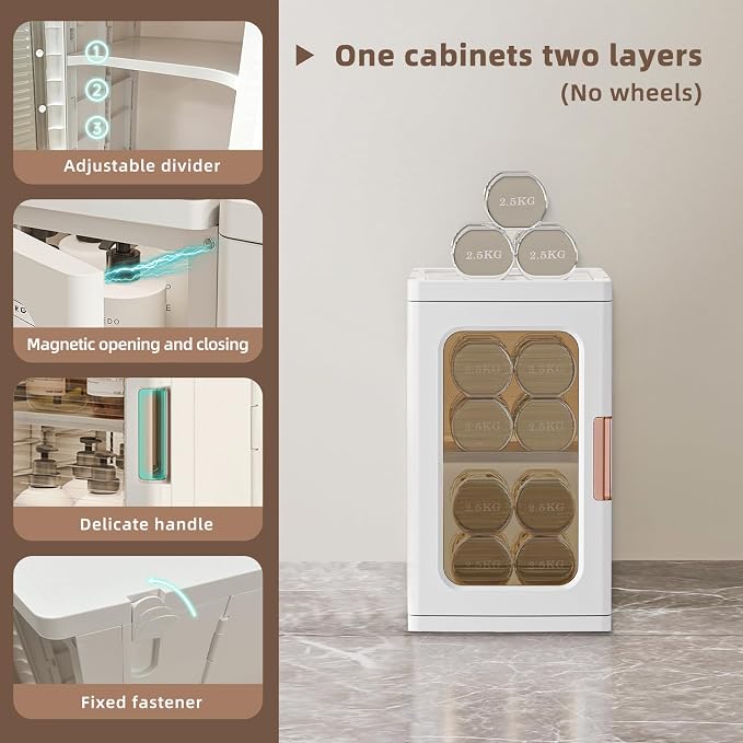 CXCJAI Mini Storage Cabinet with Doors and Shelves Countertop Cabinet Bathroom Storage Kitchen Cabinet with Adjustable Shelf Cabinet Organizer Toilet Paper Linen Closet 1 Layer(White)