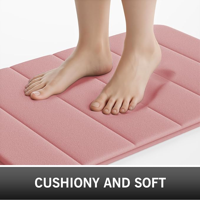 Coral Pink Bathroom Rugs Set 2 Piece Memory Foam Bath Rugs Non-Slip Bath Mat,Washable Room Mats,Absorbent Shaggy Rugs Super Soft Kitchen Mats, Batroom Carpets for Bathroom,Tub,Shower Home Decor