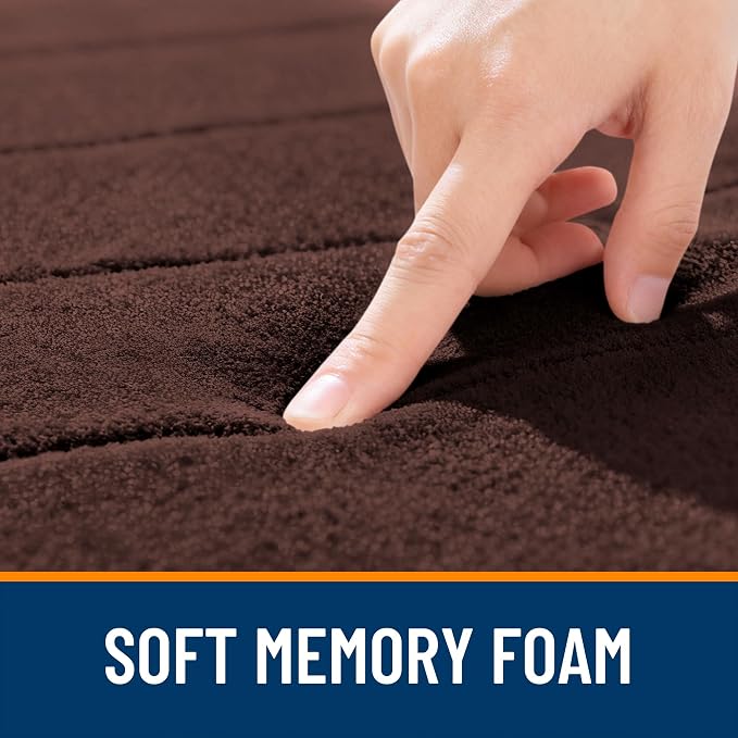 OLANLY Memory Foam Large Bath Mat 40x24, Super Soft Absorbent Bathroom Rugs | Brown, Quick Dry Bath Rug, Machine Washable Shower Floor Mats, Bathmat Carpet for Bathroom Floor, Tub and Shower