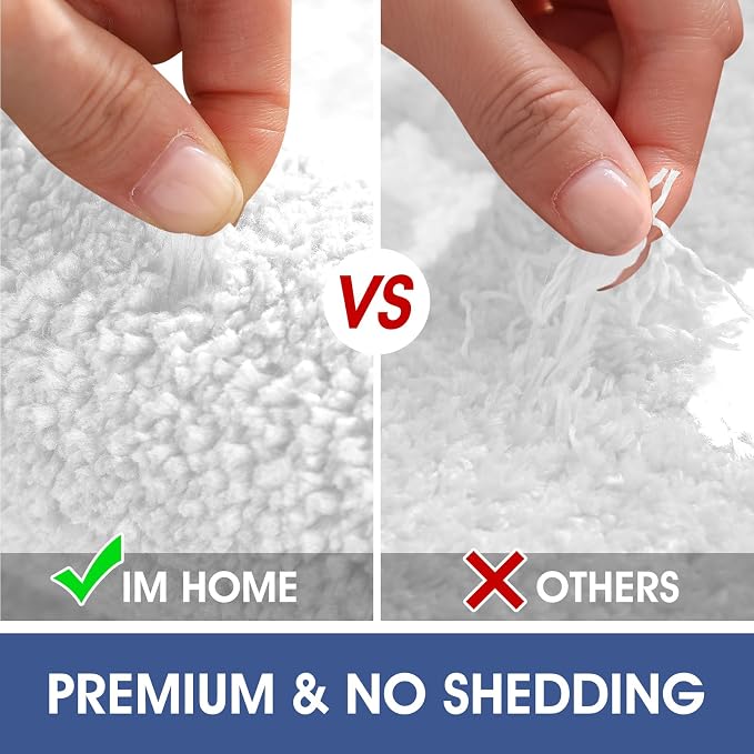 IM HOME Bathroom Rugs Cream White 32"x20", Ultra Soft Thick Plush Fluffy Microfiber Absorbent Bath Mat, Non-Slip Backing, Machine Washable Bath Mats for Bathroom Floor, Tub and Shower